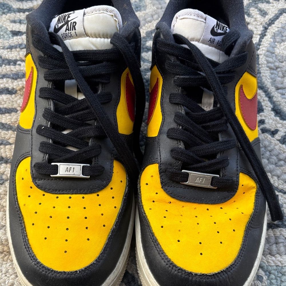 Nike Air Force 1 Black and Yellow with Red Accents